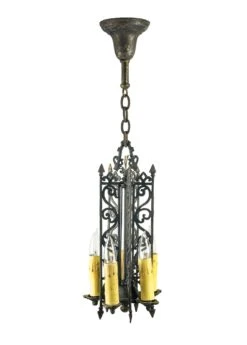 Spanish Style Black Brass 5 Light Pendant Light
