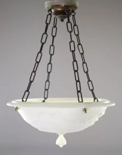 Victorian Molded Milk Glass Hanging Pendant Light