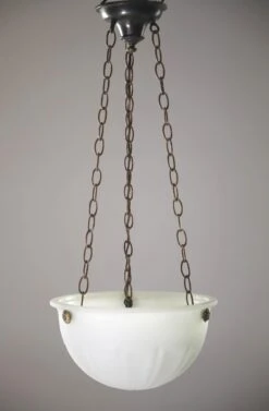 Victorian Ridged Milk Glass Hanging Pendant Light