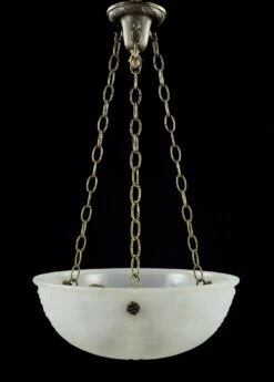 Victorian Urn Motif White Cast Glass Bowl Pendant Light