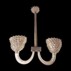Vintage Murano Glass 2 U Shaped Arm Rostrato Pendant Light