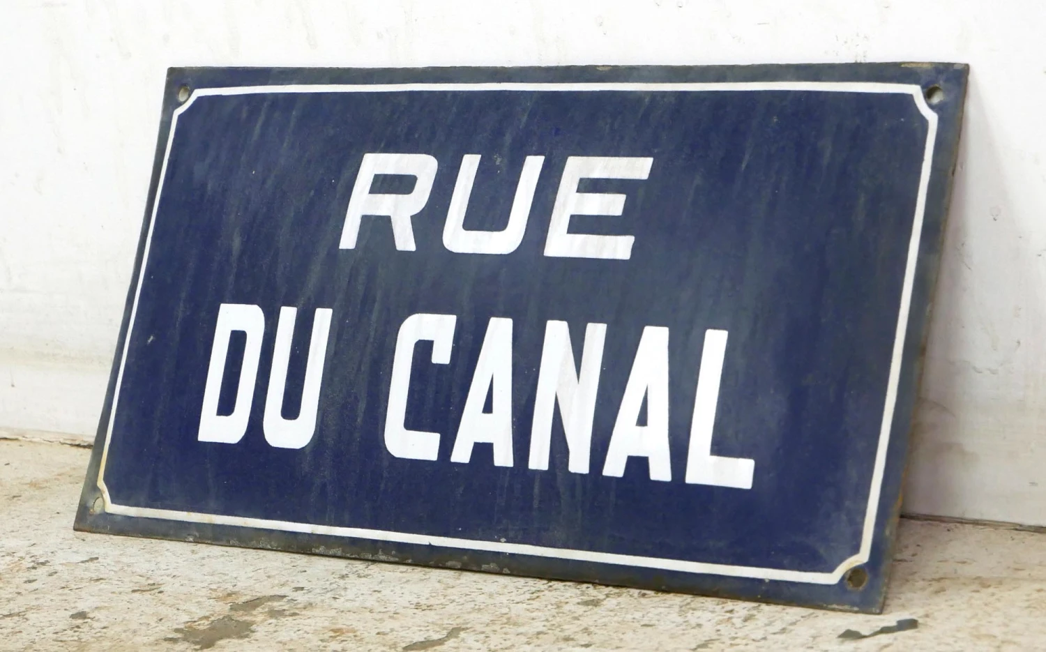 Vintage European Steel Rue Du Canal Street Sign 4 Vintage European Steel Rue Du Canal Street Sign - Image 2