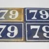 Blue & White Enamel Number 79 Sign 1 Blue & White Enamel Number 79 Sign -OGT Sale Store vintage signs blue white enamel number 79 sign m235551