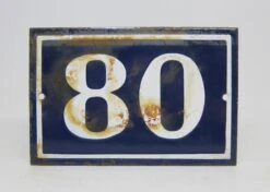 Blue & White Enamel Number 80 Sign