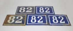 Blue & White Enamel Number 82 Sign