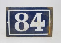 Blue & White Enamel Number 84 Sign