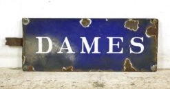 European French Blue & White Steel Dames Ladies Room Sign