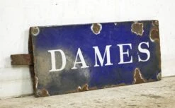 European French Blue & White Steel Dames Ladies Room Sign 10 European French Blue & White Steel Dames Ladies Room Sign -OGT Sale Store vintage signs for sale 24bel11311