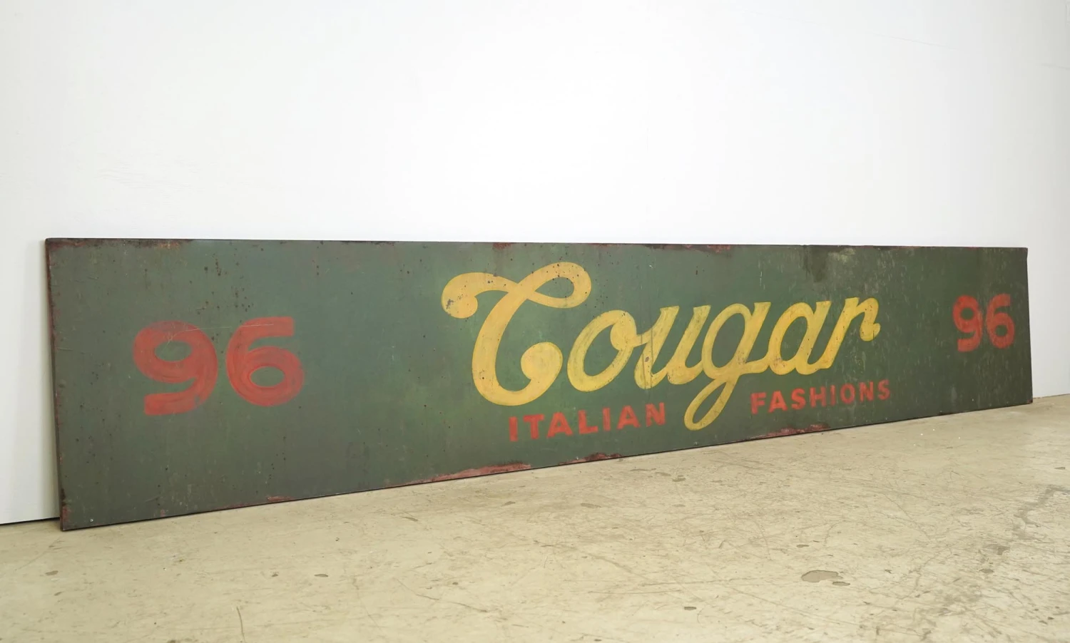 Reclaimed 128.375 In. Cougar Italian Fashions Aluminum Movie Prop Sign 5 Reclaimed 128.375 In. Cougar Italian Fashions Aluminum Movie Prop Sign - Image 3