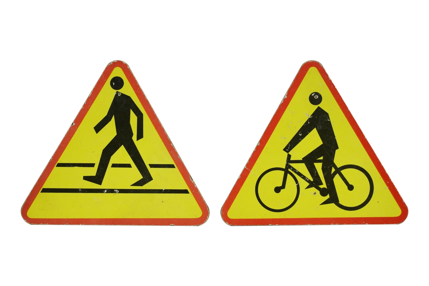 Pair Of European Cardboard Pedestrian & Biking Street Wall Signs 3 Pair Of European Cardboard Pedestrian & Biking Street Wall Signs