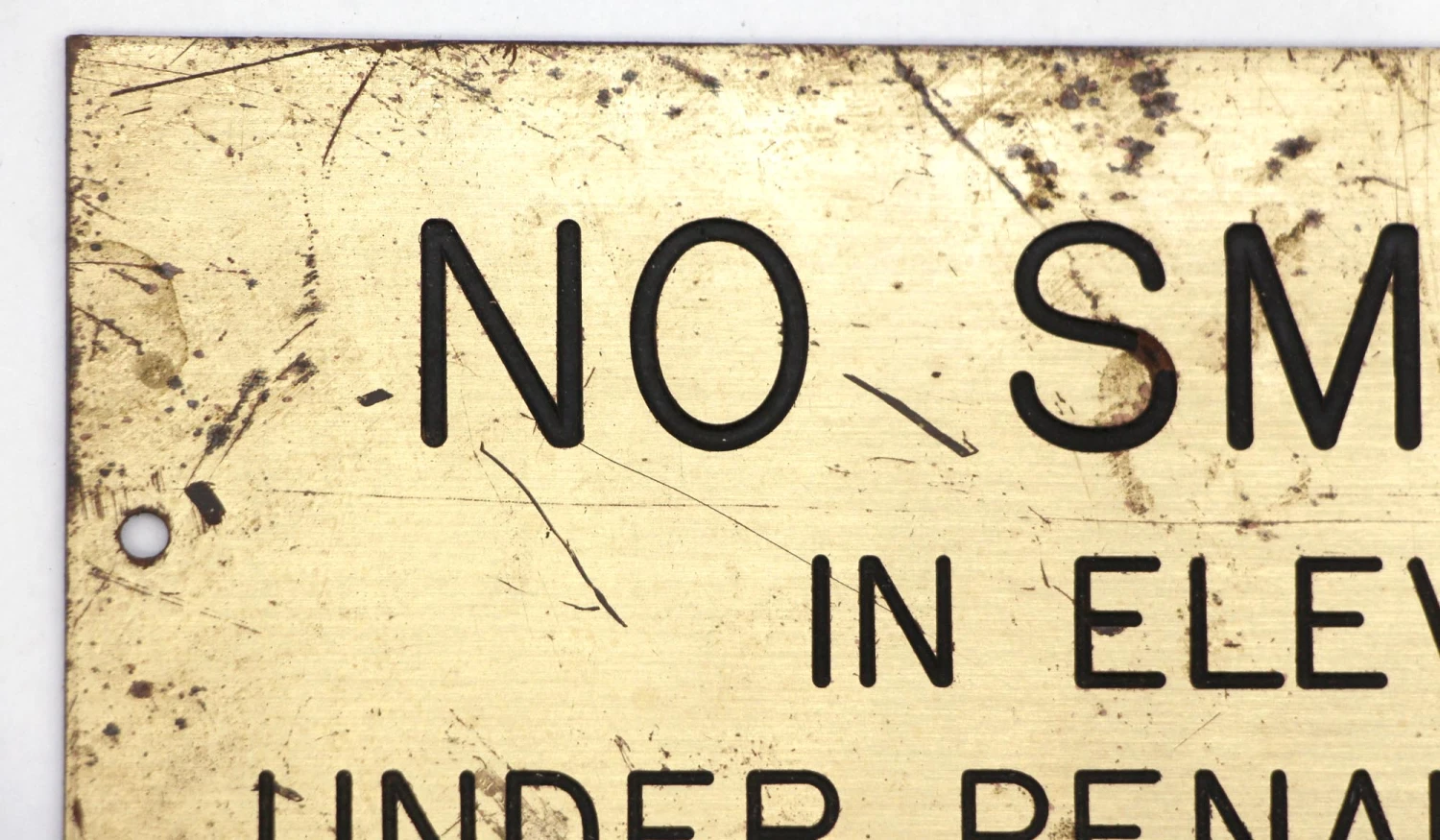 Reclaimed Brass No Smoking Elevator Sign 4 Reclaimed Brass No Smoking Elevator Sign - Image 2