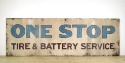 Reclaimed 12 Ft. Tire & Battery Service Aluminum Movie Prop Sign