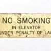 Reclaimed Brass No Smoking Elevator Sign 2 Reclaimed Brass No Smoking Elevator Sign -OGT Sale Store vintage signs reclaimed brass no smoking elevator sign q287210