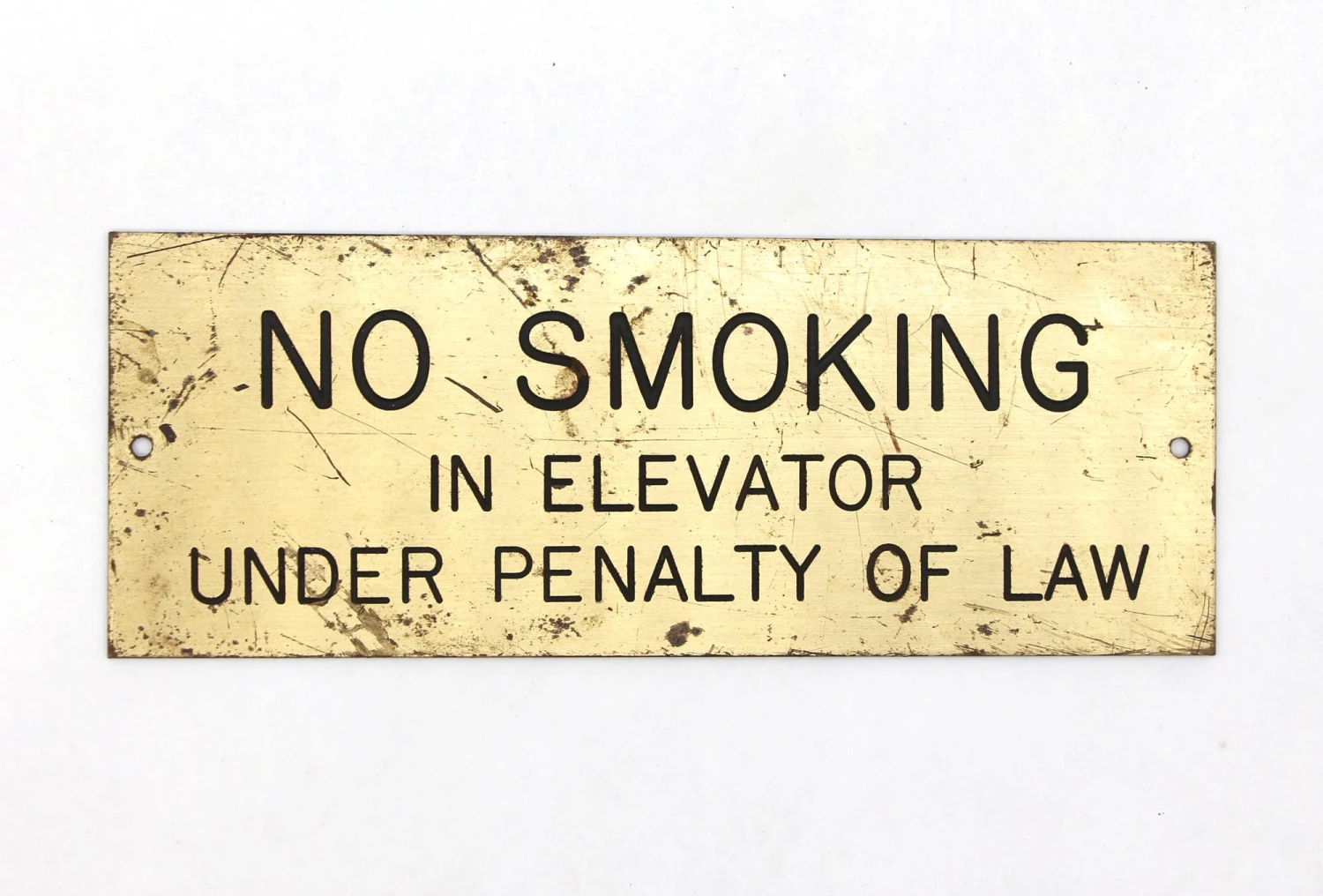 Reclaimed Brass No Smoking Elevator Sign 3 Reclaimed Brass No Smoking Elevator Sign