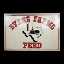 Reclaimed Texas Evans Farms Feed Aluminum Advertisement Sign