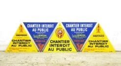 Set Of Vintage French Do Not Enter Construction Site Signs