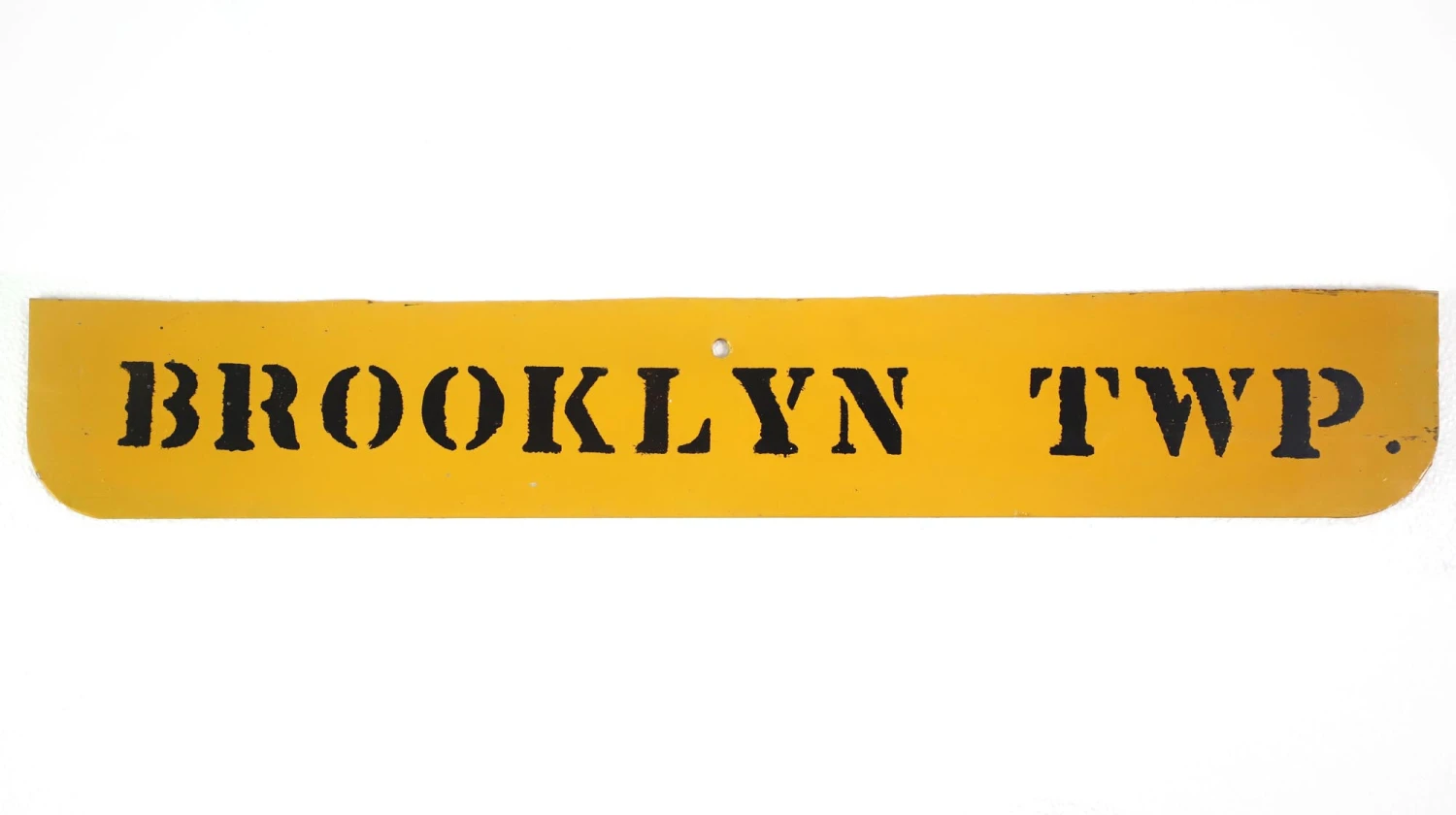 Vintage 24 In. Yellow Enameled Brooklyn TWP With Black Lettering 3 Vintage 24 In. Yellow Enameled Brooklyn TWP With Black Lettering