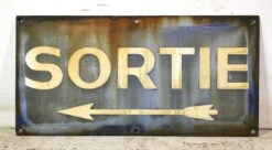 Vintage European Steel French Sortie Exit Sign