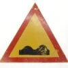 Vintage European Steel Uneven Road Traffic Sign