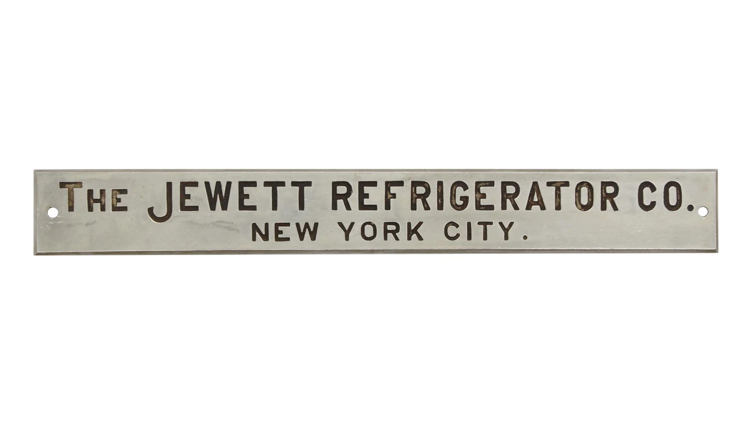 Vintage Nickel Plated Brass Jewett Refrigerator Co. Sign 3 Vintage Nickel Plated Brass Jewett Refrigerator Co. Sign