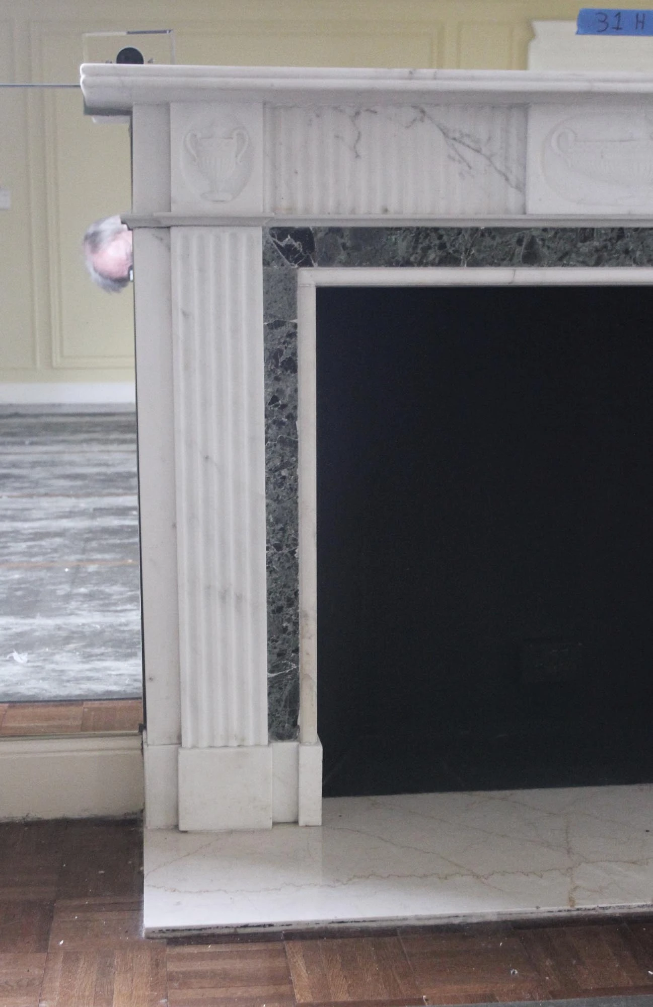 Waldorf Astoria English Regency White & Green Marble Mantel 5 Waldorf Astoria English Regency White & Green Marble Mantel - Image 3