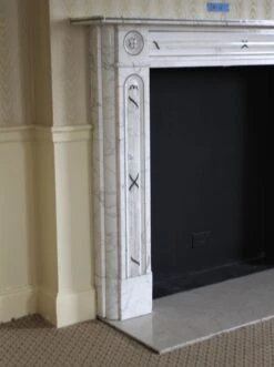 Waldorf Astoria White Marble Mantel With Bulls Eye Motif 15 Waldorf Astoria White Marble Mantel With Bulls Eye Motif -OGT Sale Store waldorf astoria for sale wan251560