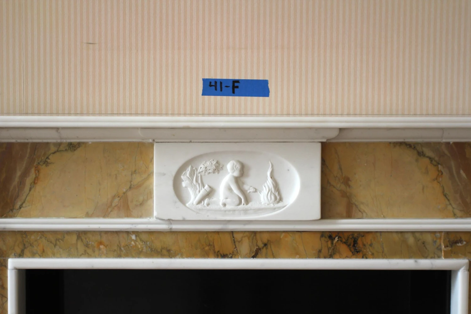 Waldorf Astoria English Marble Mantel With Boy Beside A Fire Motif 5 Waldorf Astoria English Marble Mantel With Boy Beside A Fire Motif - Image 3