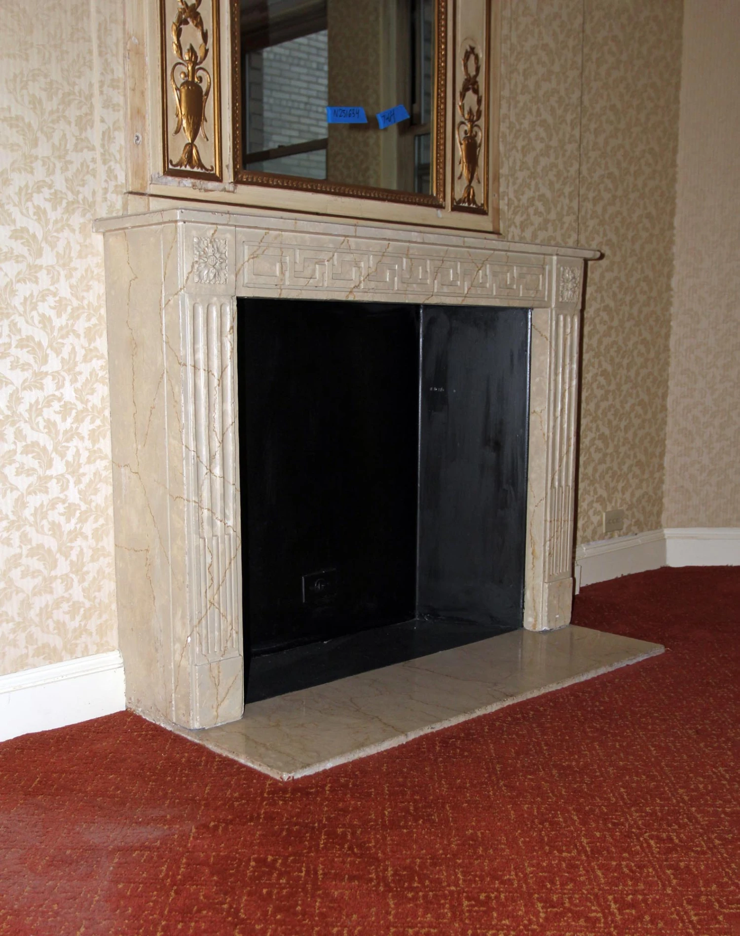 French Regency Limestone Louis XVI Mantel With Greek Key Motif 5 French Regency Limestone Louis XVI Mantel With Greek Key Motif - Image 3