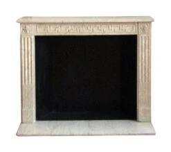 French Regency Limestone Louis XVI Mantel With Greek Key Motif