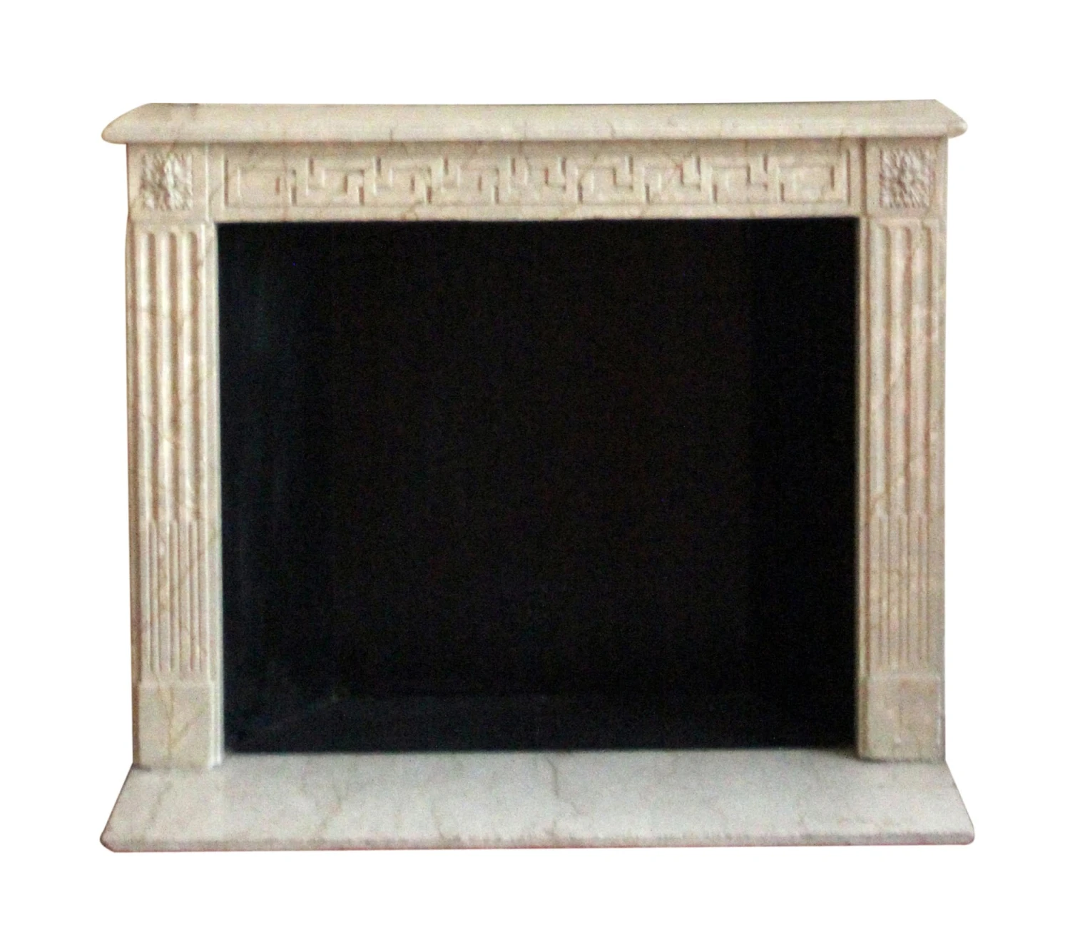 French Regency Limestone Louis XVI Mantel With Greek Key Motif 3 French Regency Limestone Louis XVI Mantel With Greek Key Motif