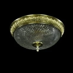 Waldorf Astoria Faceted Glass & Brass Flush Mount Light