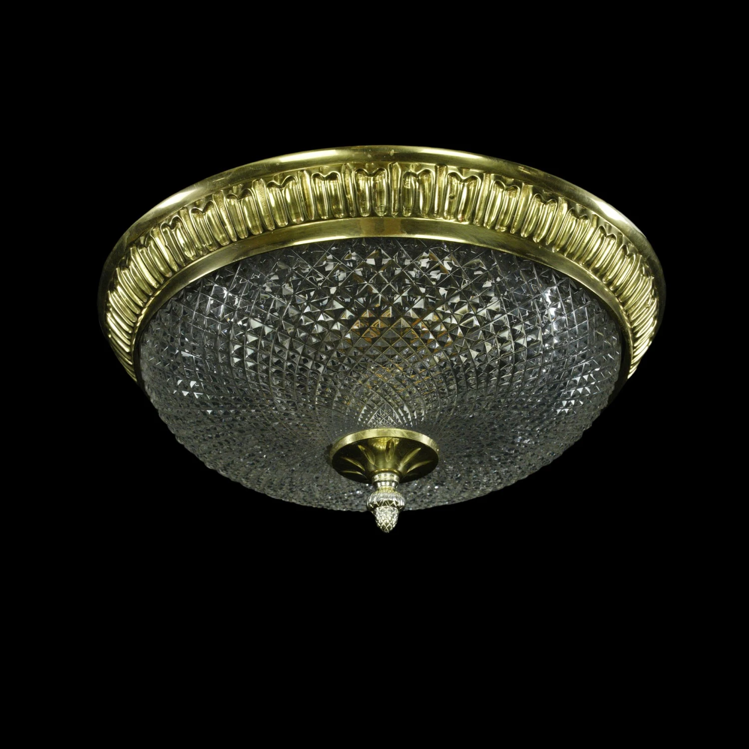 Waldorf Astoria Faceted Glass & Brass Flush Mount Light 3 Waldorf Astoria Faceted Glass & Brass Flush Mount Light