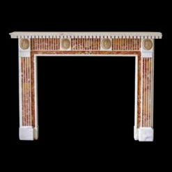 Waldorf Astoria Marble Mantel With Red & Yellow Inlay