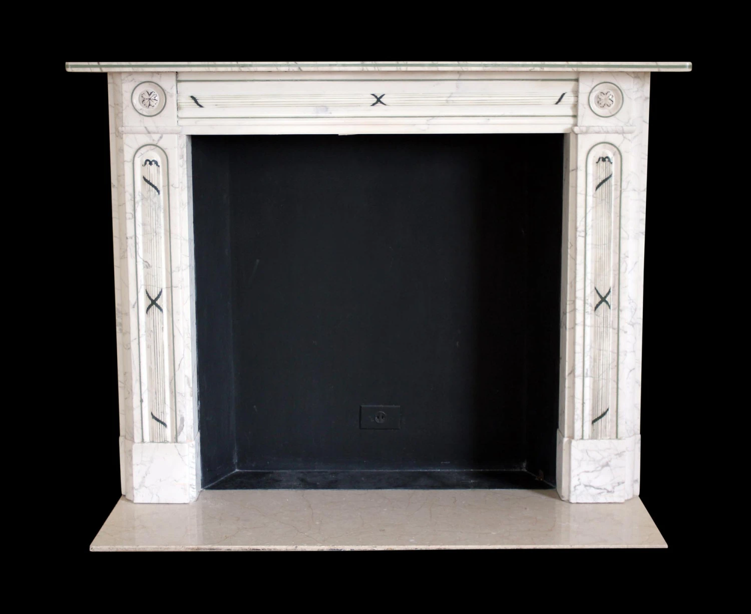 Waldorf Astoria White Marble Mantel With Bulls Eye Motif 3 Waldorf Astoria White Marble Mantel With Bulls Eye Motif
