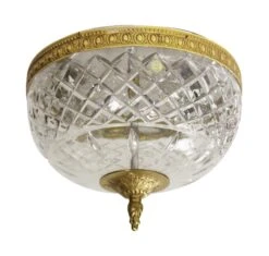 Waldorf Cut Crystal Italian Flush Mount Light Fixture