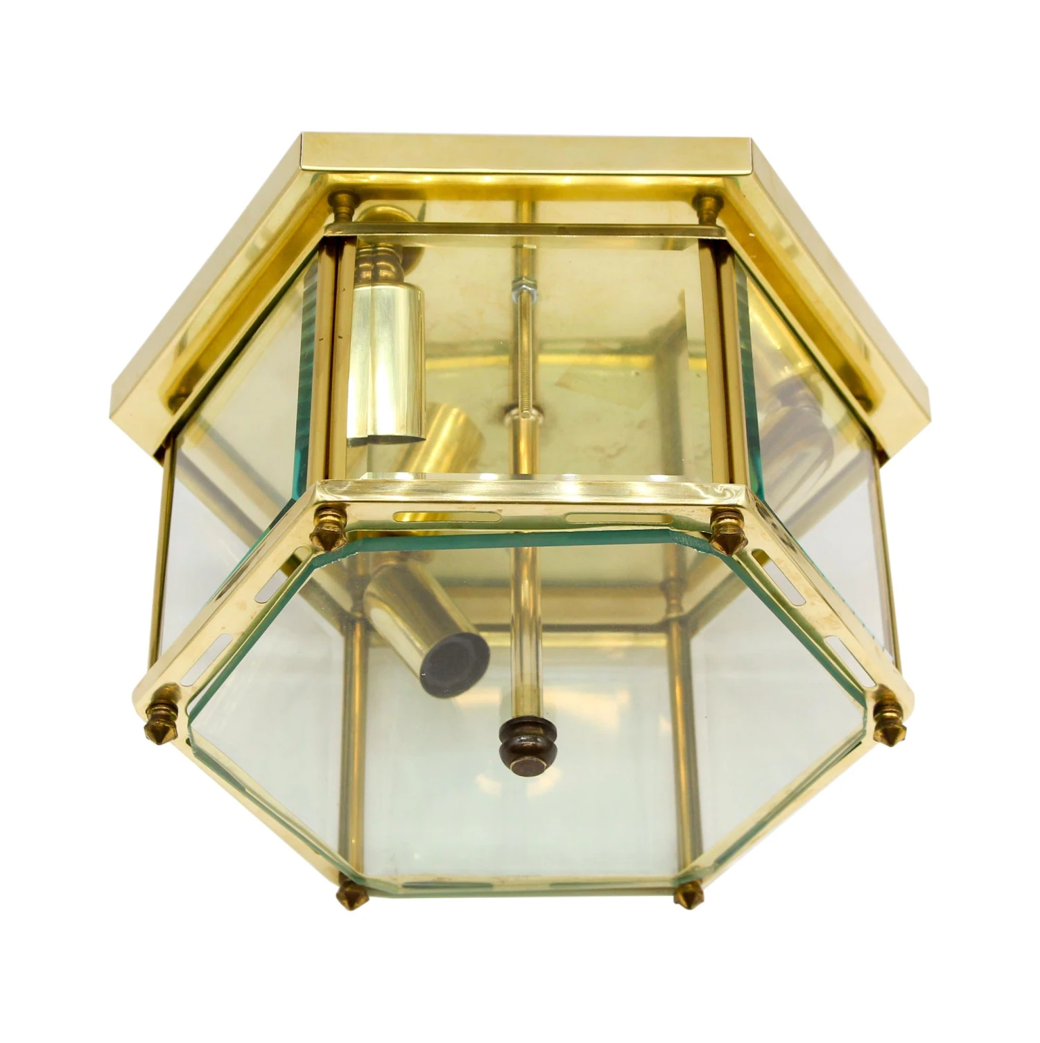 Waldorf Astoria Brass & Beveled Glass Hexagon Flush Mount 4 Waldorf Astoria Brass & Beveled Glass Hexagon Flush Mount - Image 2