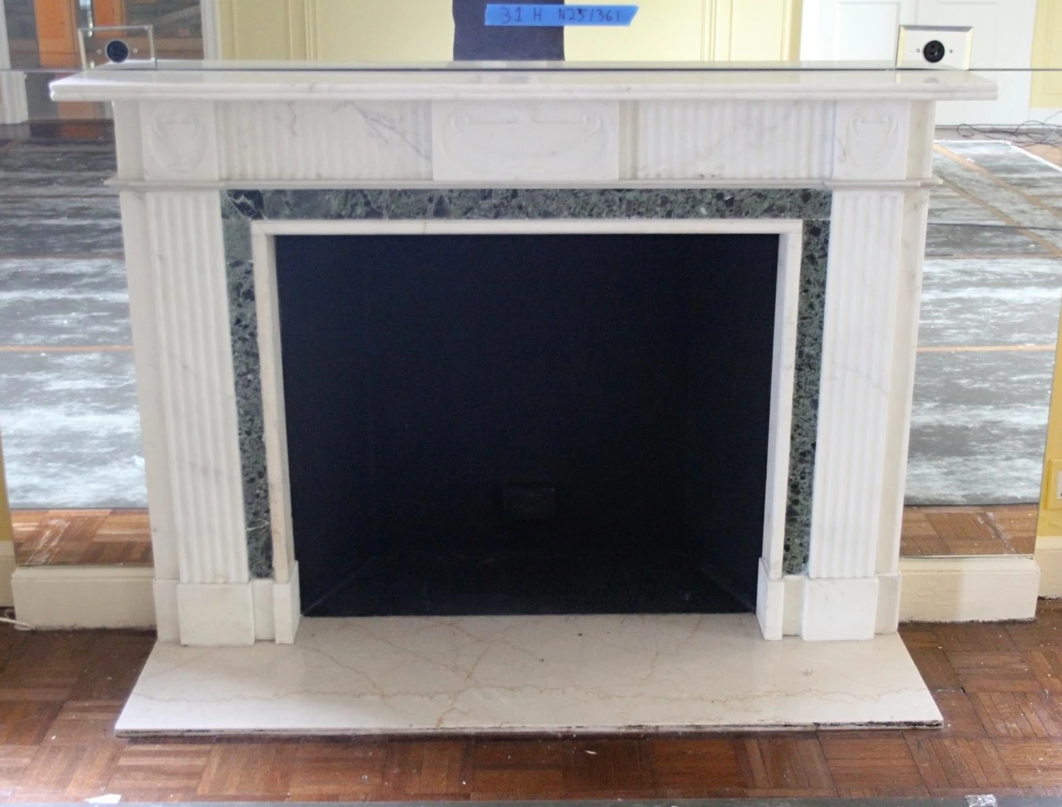 Waldorf Astoria English Regency White & Green Marble Mantel 4 Waldorf Astoria English Regency White & Green Marble Mantel - Image 2