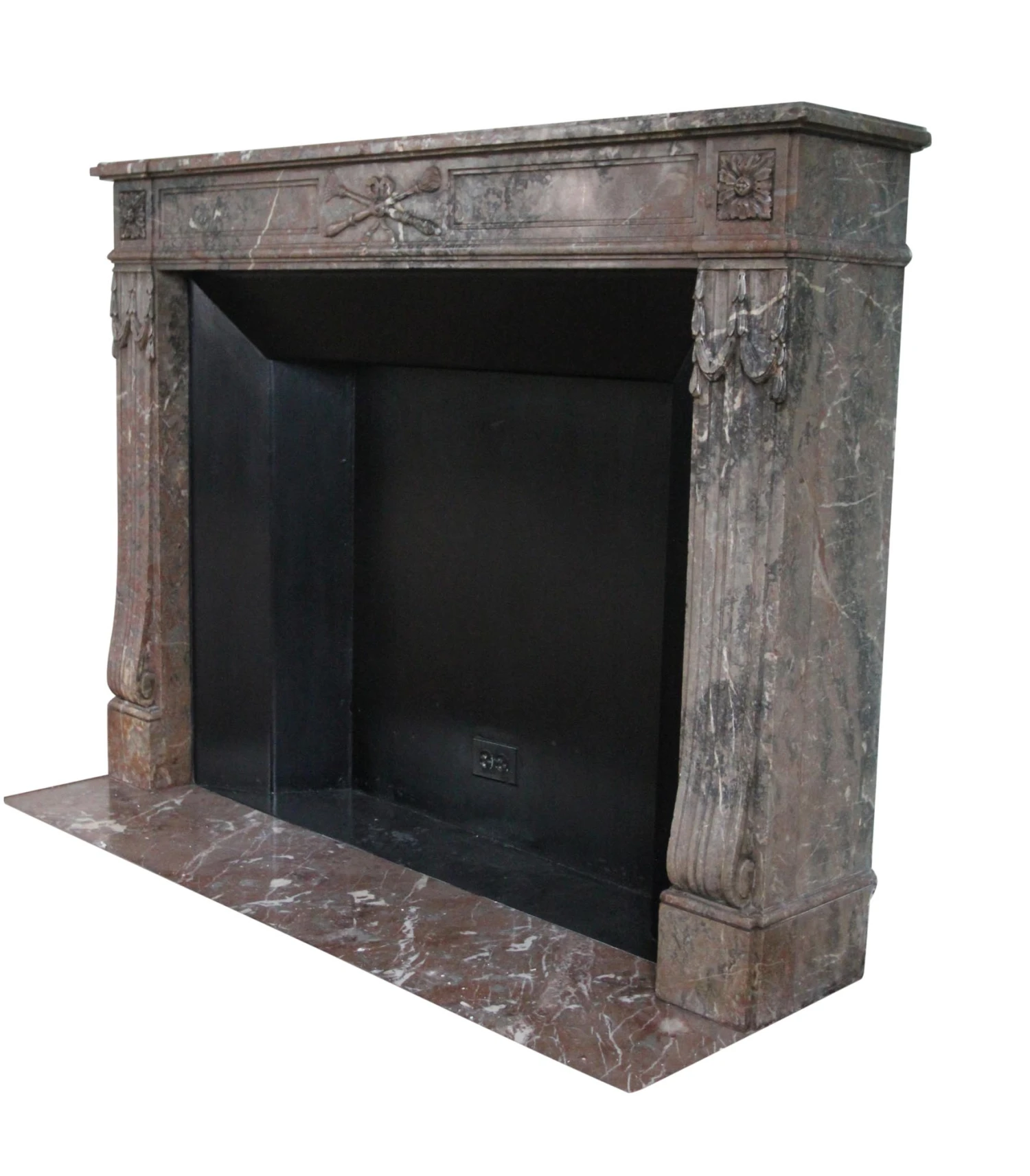 Waldorf Astoria Louis XVI Regency Brown Carved Marble Mantel 4 Waldorf Astoria Louis XVI Regency Brown Carved Marble Mantel - Image 2