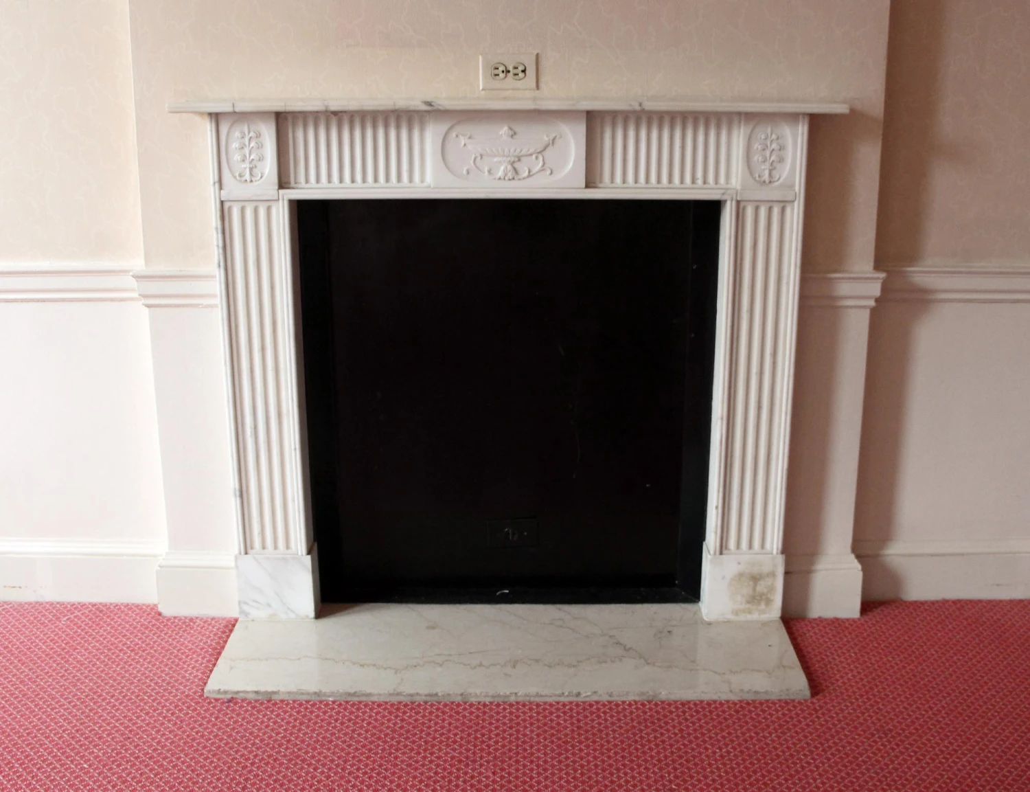 Waldorf Astoria English Regency Carved White Marble Mantel 4 Waldorf Astoria English Regency Carved White Marble Mantel - Image 2