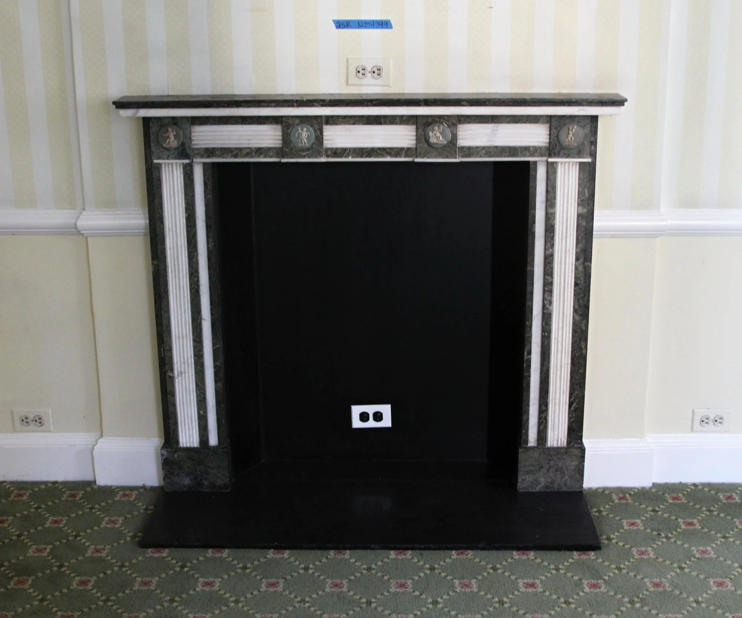 Waldorf Astoria Gray & White Figural Marble Mantel 4 Waldorf Astoria Gray & White Figural Marble Mantel - Image 2