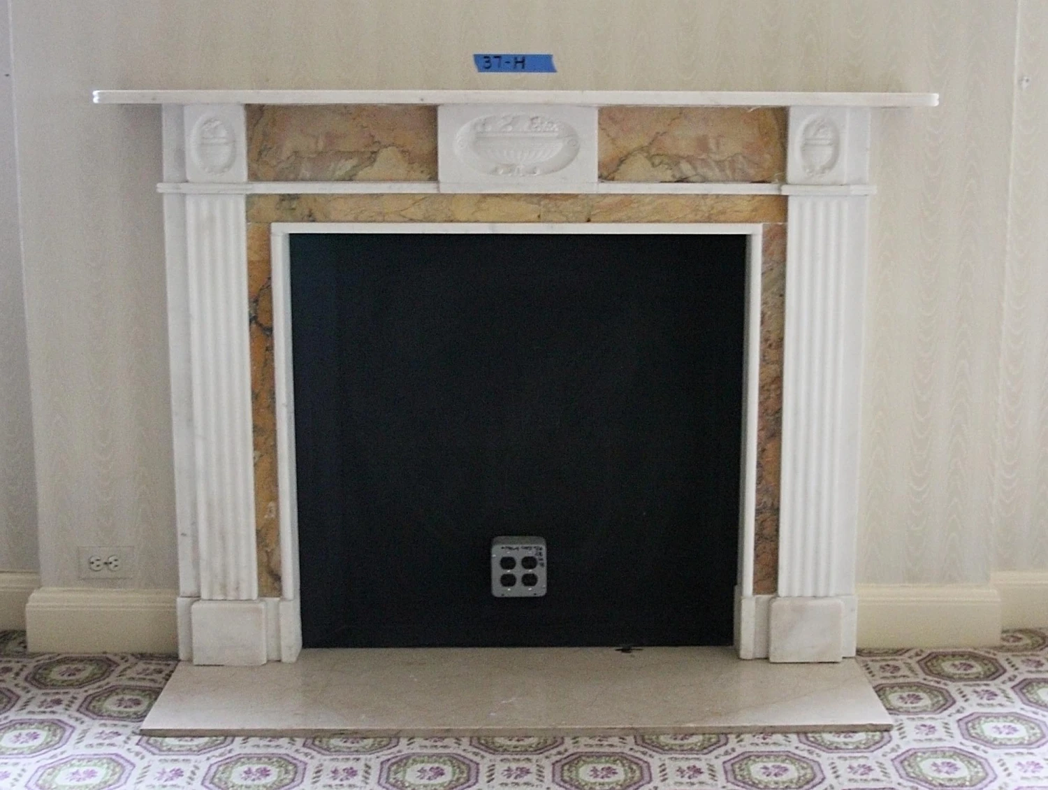 Waldorf Astoria White Marble Mantel With Sienna Trim 4 Waldorf Astoria White Marble Mantel With Sienna Trim - Image 2