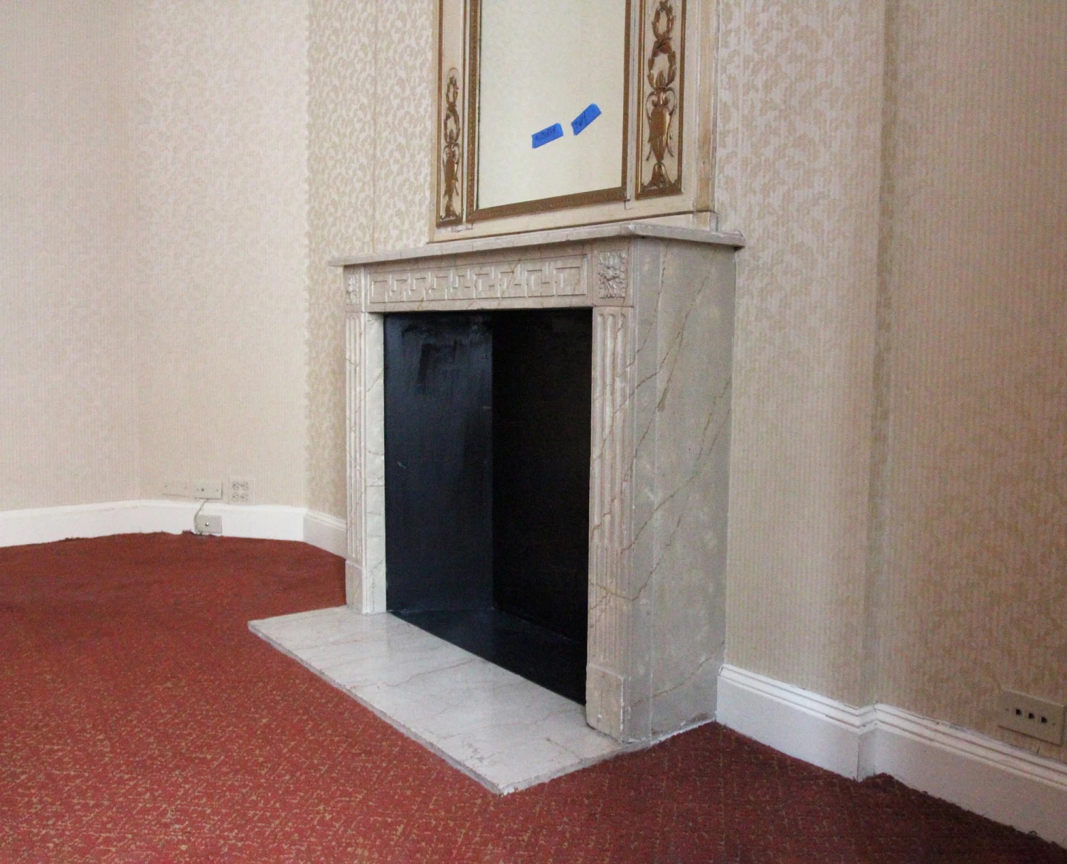 French Regency Limestone Louis XVI Mantel With Greek Key Motif 4 French Regency Limestone Louis XVI Mantel With Greek Key Motif - Image 2