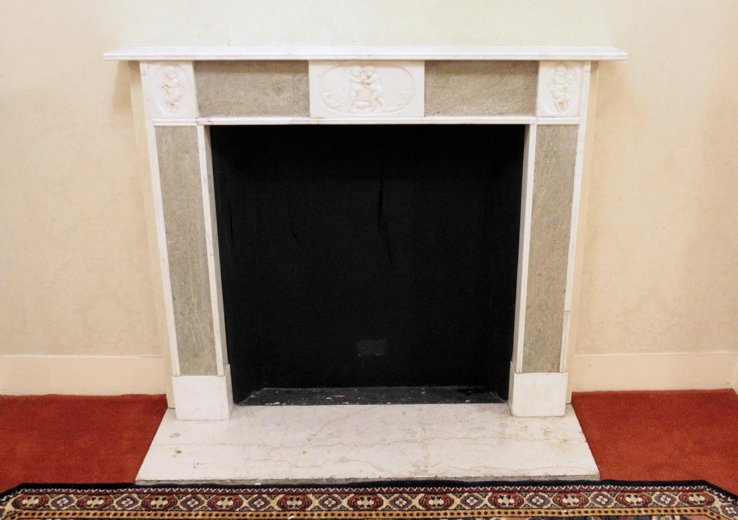 Waldorf Astoria English Regency Tan & Green Marble Mantel 4 Waldorf Astoria English Regency Tan & Green Marble Mantel - Image 2