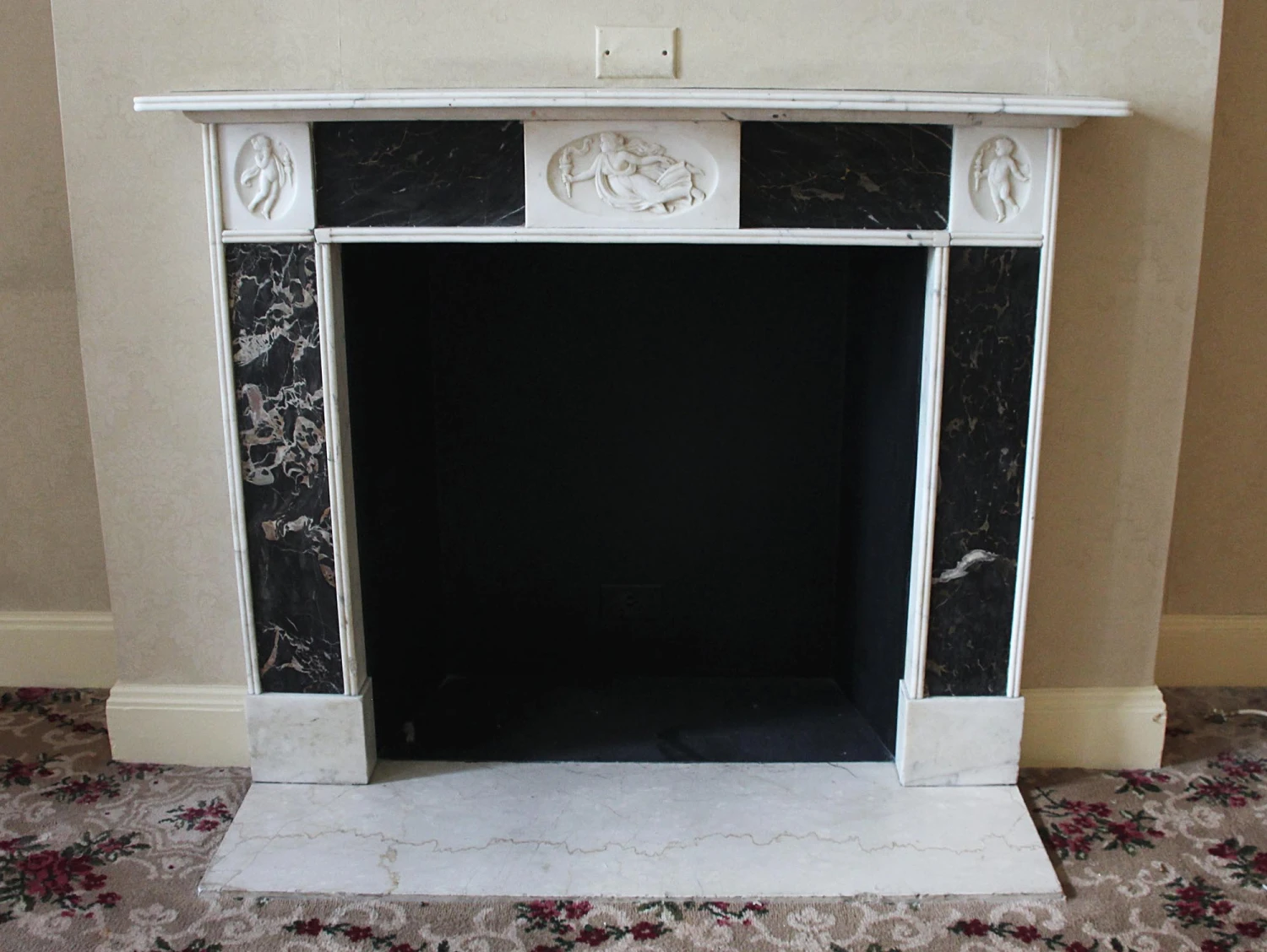 Waldorf Astoria English Regency Marble Mantel With Cherub Figures 4 Waldorf Astoria English Regency Marble Mantel With Cherub Figures - Image 2