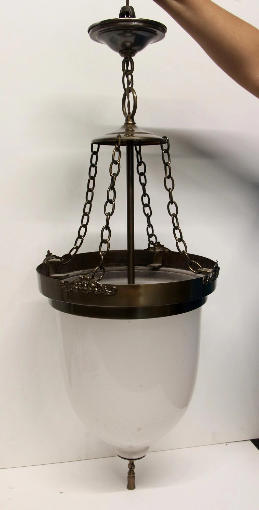 Waldorf Astoria Opaque Glass Bell Jar With Brass Rim 4 Waldorf Astoria Opaque Glass Bell Jar With Brass Rim - Image 2