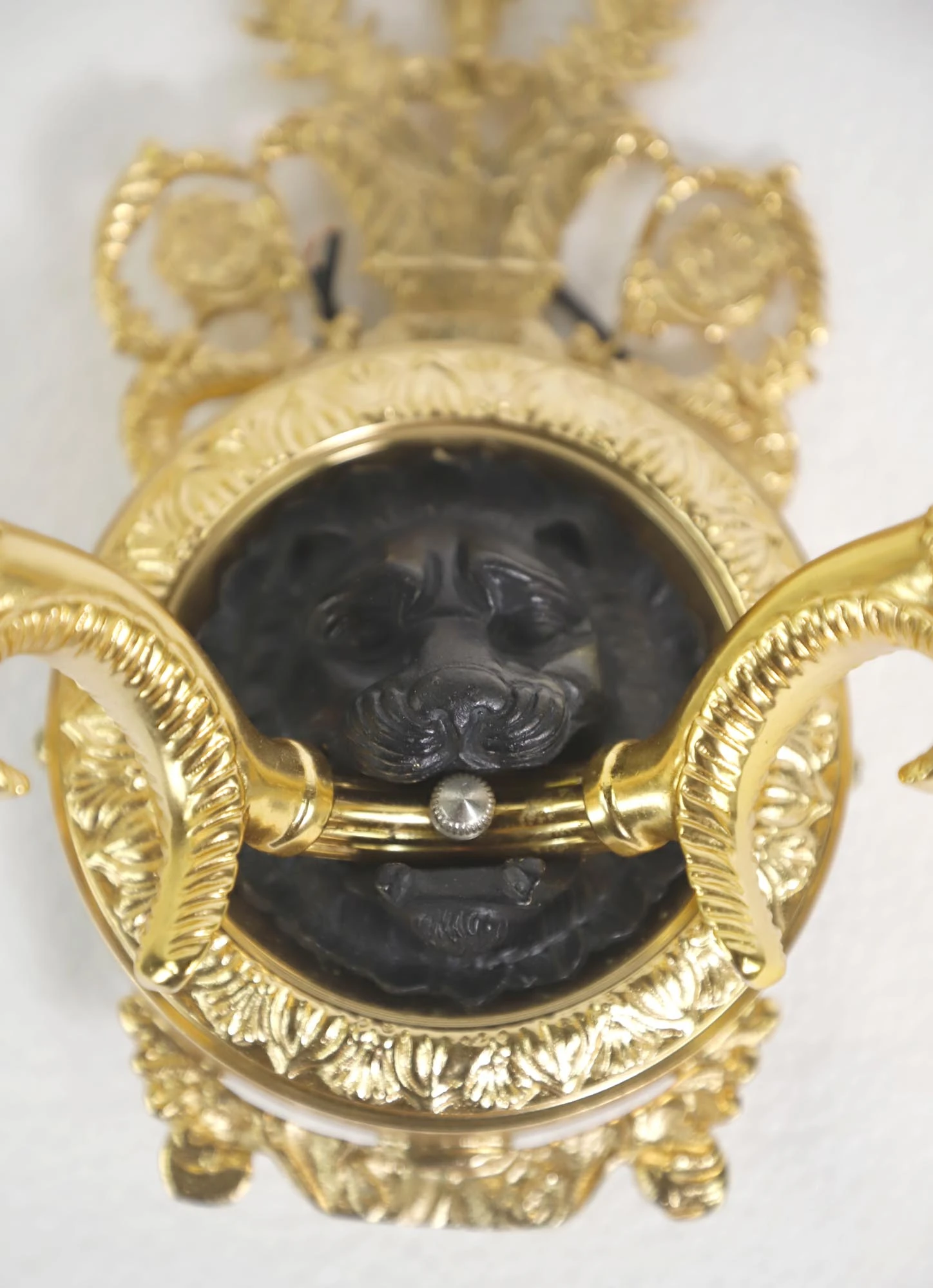 Waldorf Astoria Empire Gold Gilt & Black Lion Head Brass Wall Sconces 4 Waldorf Astoria Empire Gold Gilt & Black Lion Head Brass Wall Sconces - Image 2