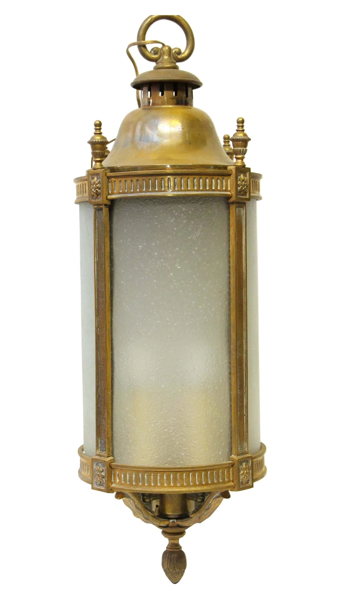1900s Antique Victorian 3 Foot Bronze & Frosted Glass Ceiling Lantern 3 1900s Antique Victorian 3 Foot Bronze & Frosted Glass Ceiling Lantern