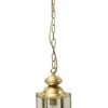 1970s Traditional Beveled Glass Brass Hanging Lantern