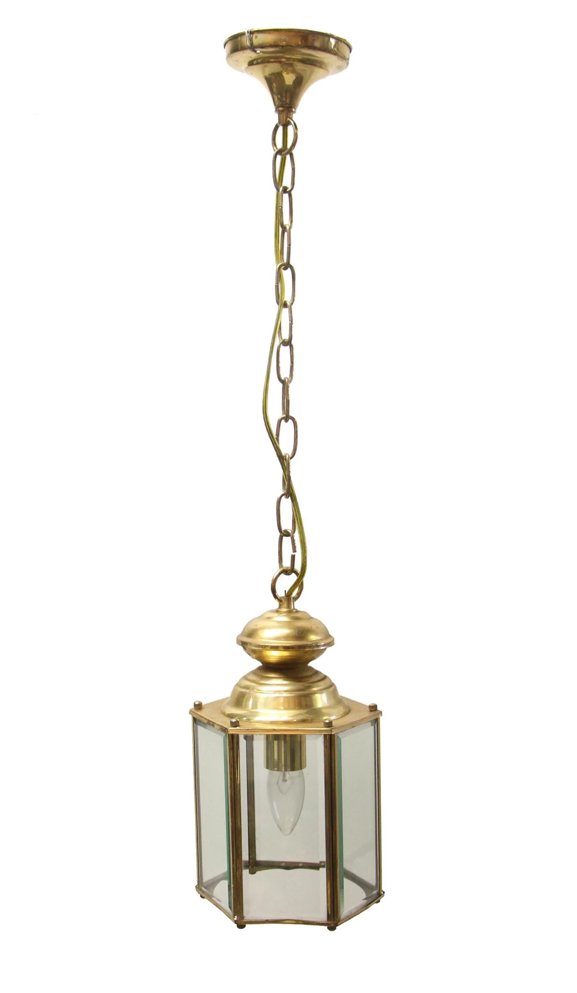 1970s Traditional Beveled Glass Brass Hanging Lantern 3 1970s Traditional Beveled Glass Brass Hanging Lantern