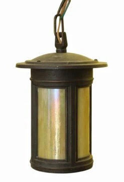 Antique Arts & Crafts Bronze Exterior Ceiling Lantern